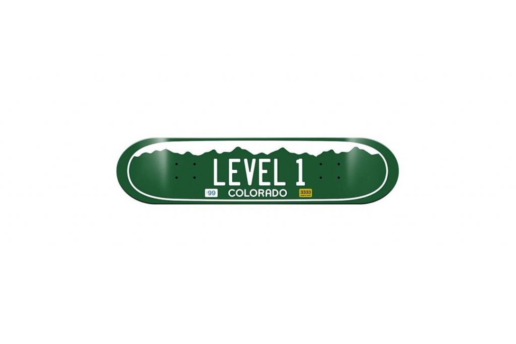 level 1 license plate skate deck